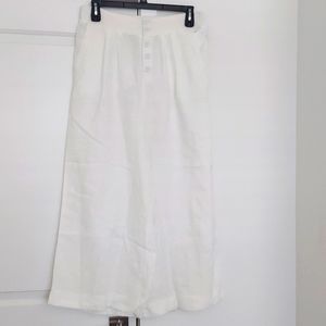 Faherty White Wide Leg Linen Pants